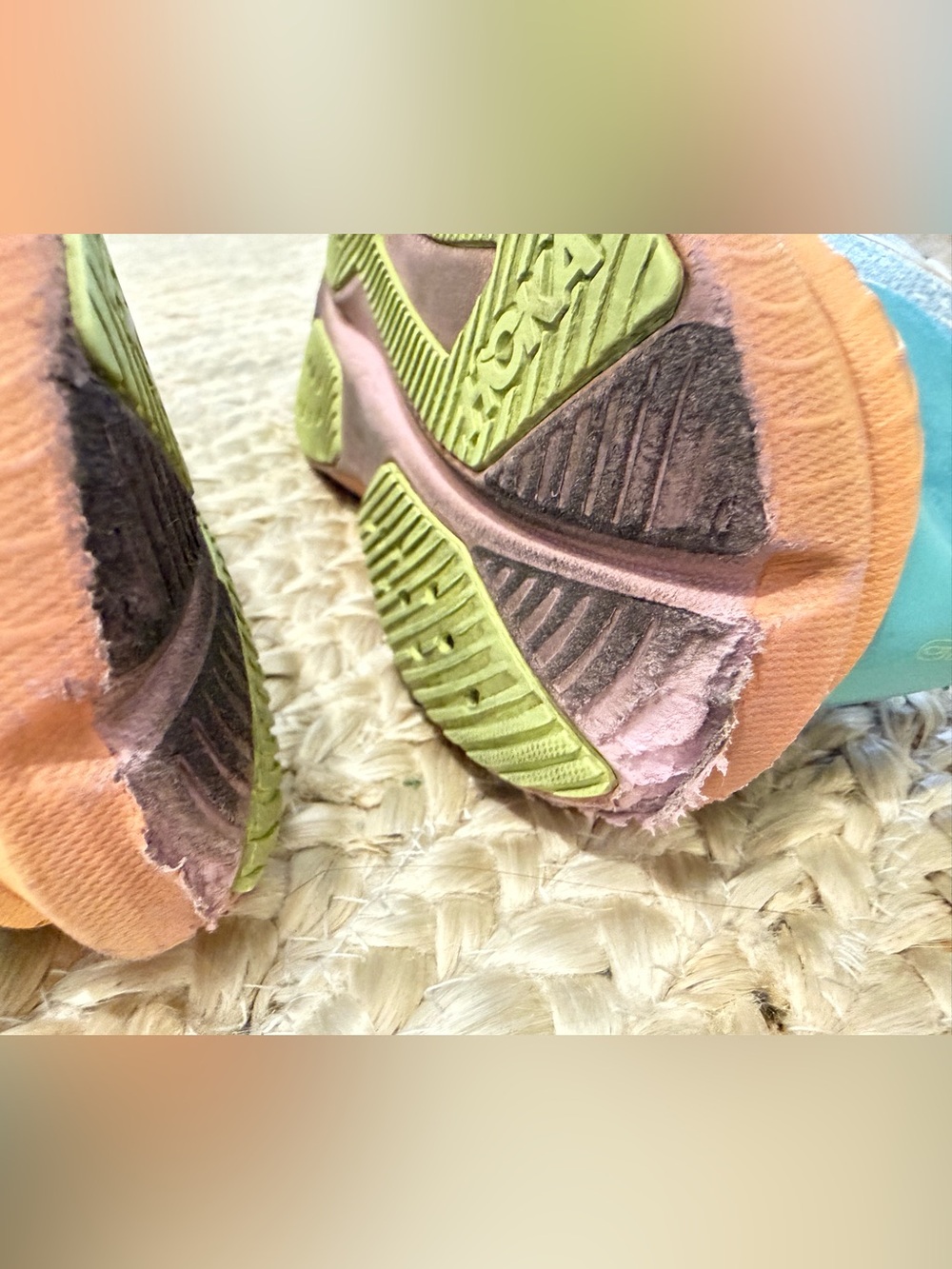 Hoka Kids Pastel Multicolor Sneakers - Pink, Peach, Aqua, Yellow size 4 - Picture 7 of 14
